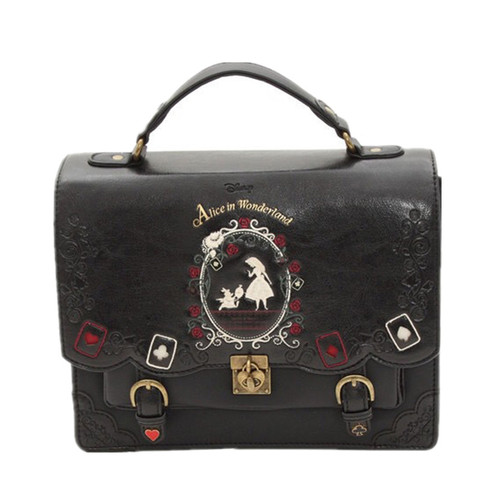 Alice In-mochila de piel para mujer, bolso de estudiante vintage, con diseño de silueta bordada ► Foto 1/6