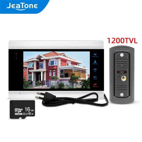 JeaTone-sistema de teléfono de puerta para el hogar, minicámara de timbre de 7 pulgadas, compatible con detección de movimiento, grabación y visión nocturna, 1200TVL ► Foto 1/6