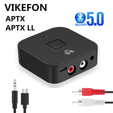 Adaptador receptor de Audio Bluetooth 5,0, RCA, APTX LL 3,5mm 3,5 AUX Jack, inalámbrico de música con micrófono, NFC para altavoces de TV de coche, encendido/apagado automático ► Foto 1/6