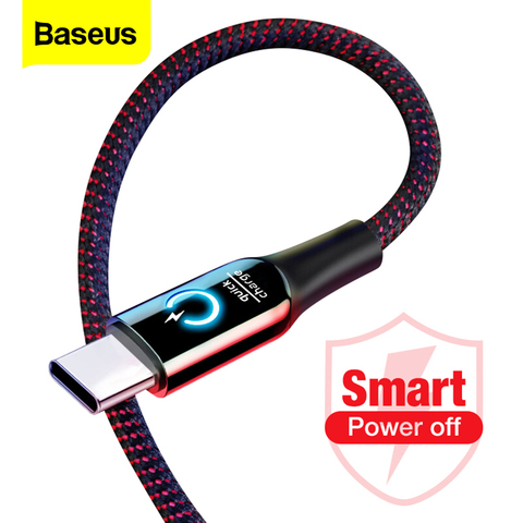 Baseus 3A de potencia inteligente de USB tipo C Cable de cargador rápido tipo-c Cable para Samsung S10 S9 Nota 10 Oneplus 7 6t 6 USB-C with Cable ► Foto 1/6