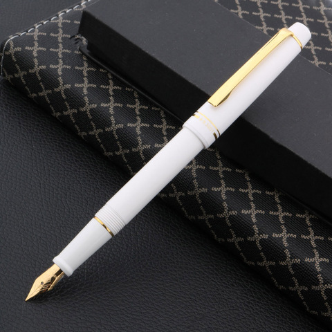 Lujo de alta calidad clásico wingsung plumín de plástico EF pluma estilográfica dorada blanca bolígrafo de tinta para estudiantes de oficina, suministros de papelería de oficina ► Foto 1/6