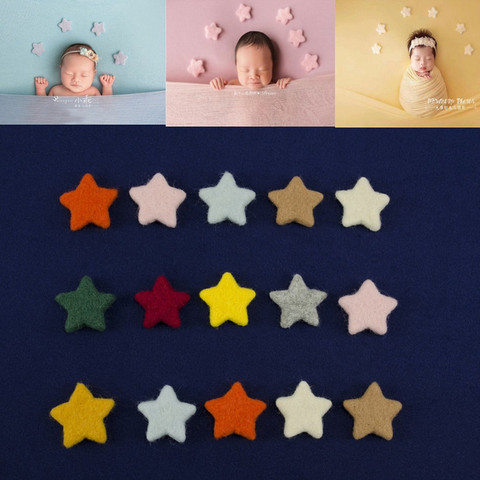 5 unids/set accesorios de fotografía recién nacido apoyos de la foto de bebé de lana hecho a mano estrellas muñeca accesorios de estudio de fotografía ► Foto 1/6