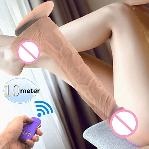 Consolador vibrador grande con control remoto para mujer, consoladores anales suaves y realistas, ventosa flexible de vibración, Juguetes sexuales para adultos ► Foto 1/6