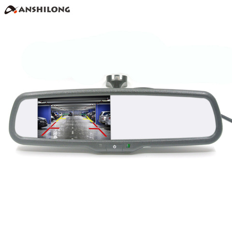 ANSHILONG-espejo retrovisor TFT LCD de 4,3 pulgadas, Monitor de coche, 2 canales, Interior, entrada de vídeo con soporte #1 ► Foto 1/5