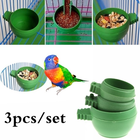 3 unids/set Mini pájaro tazón de comida y agua para loro alimentador de palomas aves jaula arena taza de titular pájaro alimentador ► Foto 1/6