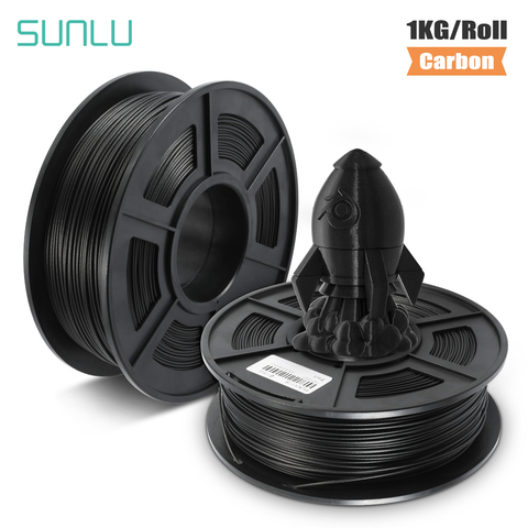 SUNLU-filamento de fibra de carbono PLA para impresora 3D, precisión Dimensional, 1,75mm +/-0,02mm, 1KG (2,2 lb), carrete negro ► Foto 1/6