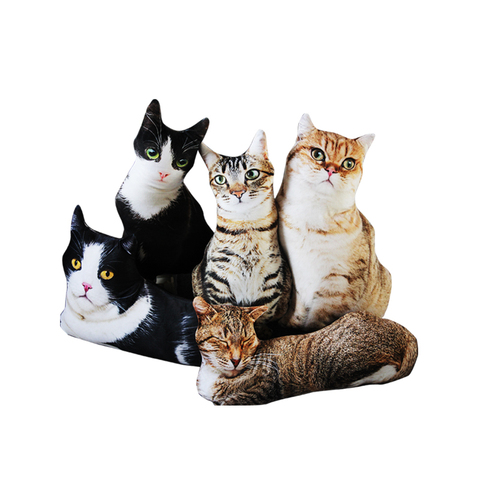 Gato de simulación 3D de dibujos animados para niños, almohada almohadón suave de juguete, Animal suave, muñeco de peluche Kawaii, regalo de Navidad ► Foto 1/6