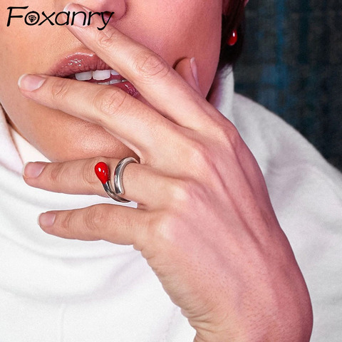 Foxanry-anillo de compromiso de Plata de Ley 925 con cabeza de partido, joyería elegante de lujo con formas geométricas ► Foto 1/5