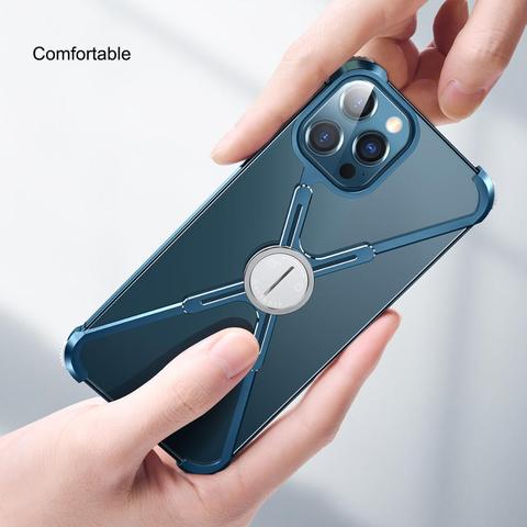 Funda de teléfono para iPhone 12 y 12 Pro, carcasa original de lujo con forma de marco de Metal con Airbag a prueba de golpes, parachoques trasero ► Foto 1/6