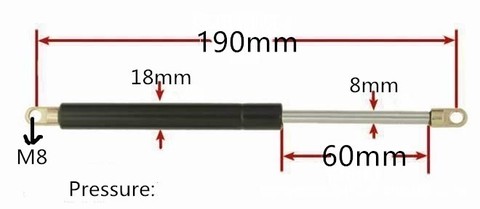 60mm de carrera 600n fuerza de resorte de Gas amortiguador muelle amortiguador de Gas ascensor Rod Prop automotriz M8 muelles de Gas de 190mm ► Foto 1/1