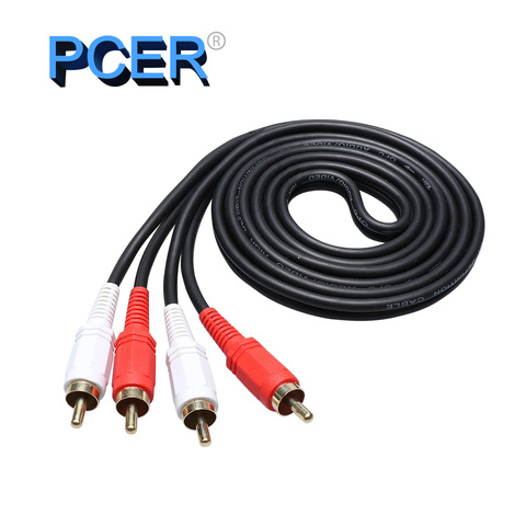 PCER-Cable de Audio macho a macho 2RCA a 2 RCA, Cable de Audio RCA chapado en oro de 1,5 m 3m 5m para DVD o cine en casa, amplificador de TV, caja de sonido de CD ► Foto 1/6