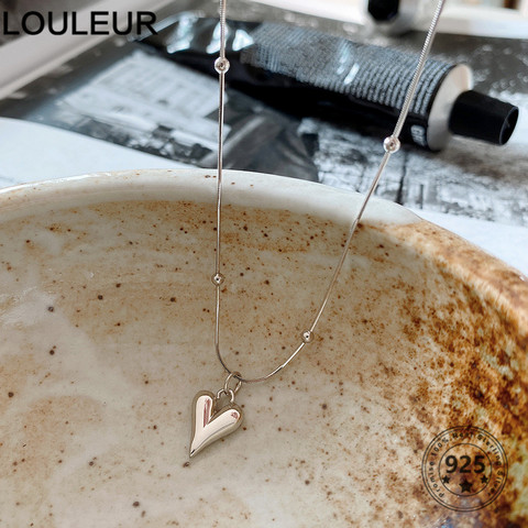 Louleur-collar de plata de ley 925 con forma de corazón, colgante de cadena larga, joyería fina, 925 ► Foto 1/6