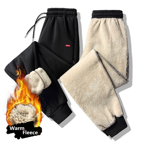 Pantalones de invierno de lana gruesa para hombre, color negro cálido, con bolsillo en el lateral, talla M a 7XL, novedad de 2022 ► Foto 1/6