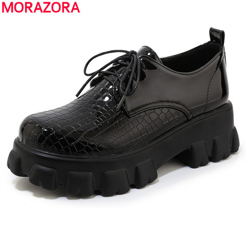 MORAZORA de talla grande 33-46 nuevos zapatos de plataforma informales de primavera para mujer con cordones zapatos de mujer tacones altos cuadrados para mujer ► Foto 1/6