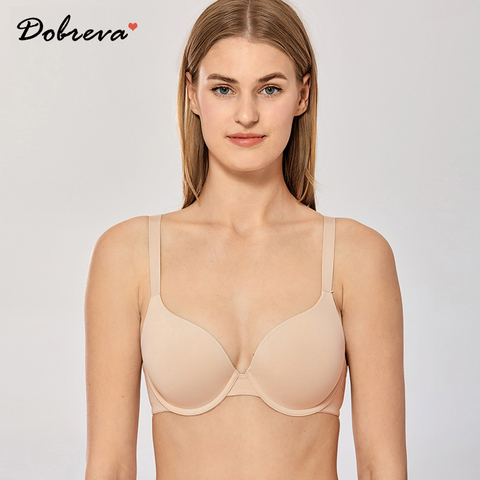 DOBREVA camiseta de cobertura completa para mujer con aro suave con forro ligero Push Up Bra ► Foto 1/6