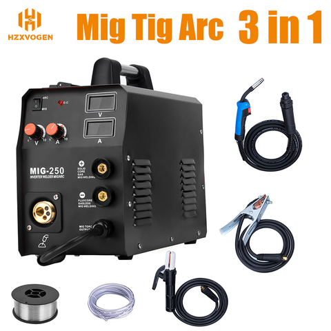 HZXVOGEN-soldador MIG250 TIG ARC MMA 3 en 1, 220V, máquina de soldadura de Gas y sin Gas, compatible con 0,8mm, 1mm ► Foto 1/6