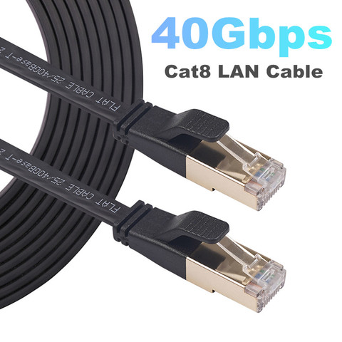 Cable de red Ethernet SFTP de 40Gbps Cat8, Cable de conexión LAN chapado en oro, conector RJ45, Cat 8, Cable plano para enrutador, módem, ordenador y PC ► Foto 1/6