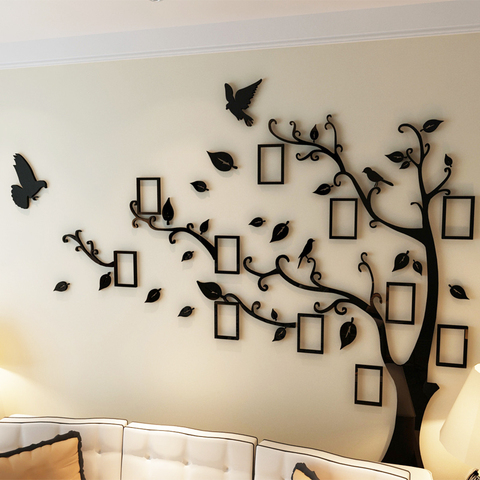 Pegatinas de pared acrílicas para decoración del hogar, marco de foto del árbol de gran tamaño, para sala de estar, dormitorio, foto de decoración, 3D ► Foto 1/6
