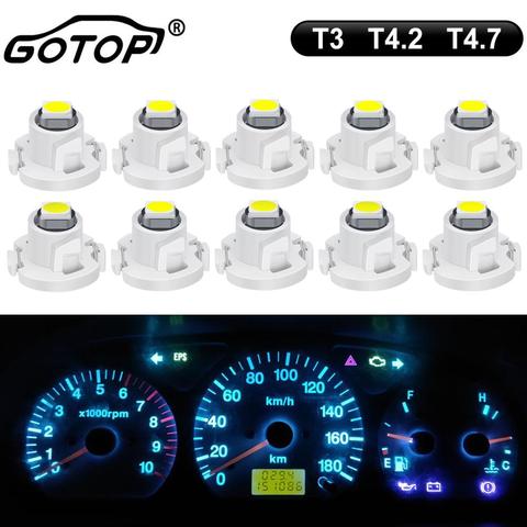 10x T3 T4.2 T4.7 Led bulbo coche placa del Panel de instrumentos de la lámpara 3030 Chips de Auto para lado Interior de la luz del tablero de luz Led 6000K blanco ► Foto 1/6