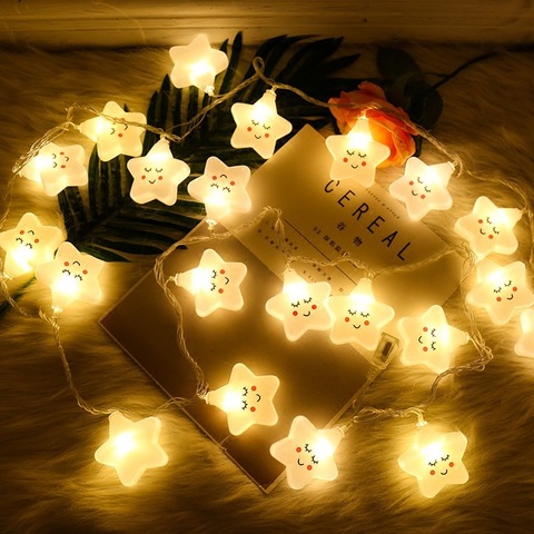 Smiley Star-luces de noche para decoración del hogar, guirnalda de luces LED de 1,5 m con batería, regalo para niños ► Foto 1/6