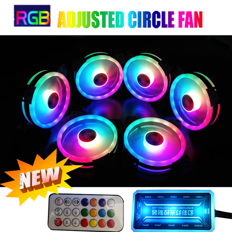 Juego de ventiladores RGB de 12cm, controlador de ventilador de pc, enfriador led circular, ventilador con cubierta RGB, ajuste de velocidad de ventilador LED, ventilador silencioso de 120mm con sincronización ► Foto 1/6