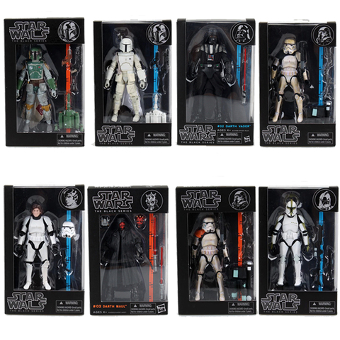 Star Wars 9 serie negra Figuras de acción Darth Vader Kylo Ren asalto Boba Fett 6 pulgadas Figuras película juguete de niños ► Foto 1/6