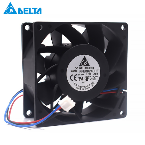 Original Delta FFB0824EHE 8038 80x80x38mm 8cm 24V CC 0.75A 3 línea doble rodamiento de bolas ventilador de refrigeración ► Foto 1/6