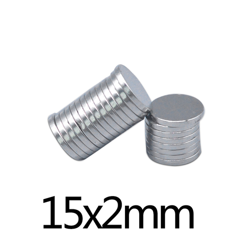 Imanes superfuertes de 15x2mm, imanes redondos y pequeños permanentes de 15x2mm, imán delgado de neodimio magnético de 15x2mm, 20/50/100 uds. ► Foto 1/3