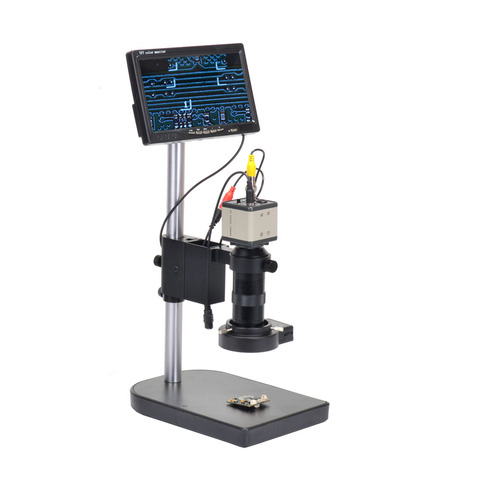 Kit de cámara de microscopio Industrial, soporte de Monitor LCD de 100X 7 pulgadas, BNC, salida AV, 800TVL, lente de montaje en C, luz LED para soldadura PCB ► Foto 1/6