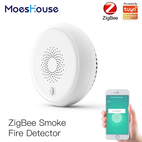 Zigbee-Sensor de alarma de humo inteligente para el hogar, sistema de seguridad alimentado por batería, inalámbrico, Control por aplicación Tuya ► Foto 1/6