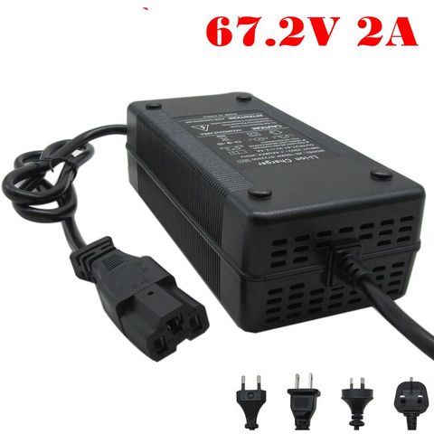 Cargador de iones de litio de 60V, 2,5a, 67,2 voltios, enchufe T/PC/IEC de 3 pines para 60V, 10AH, 20AH, 30A, paquete de batería de motocicleta ► Foto 1/6