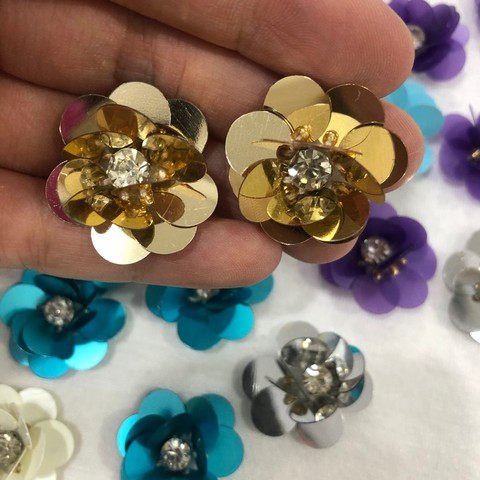 Flores de lentejuelas de cristal hecho a mano para coser en zapatos, bolsos, accesorios de ropa, fabricación artesanal ► Foto 1/6