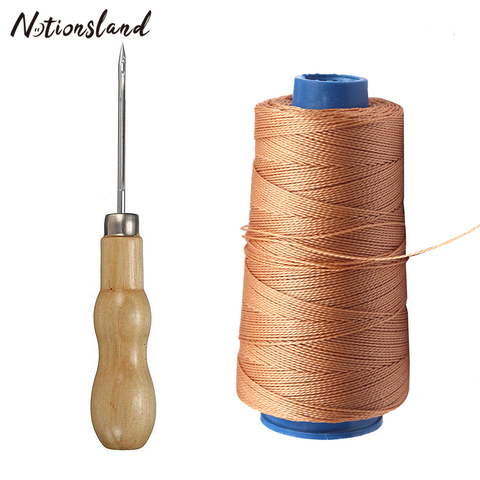 Hilo encerado para costura, hilo para coser a mano resistente con mango de madera y cuero profesional, para artesanía de zapatos, 1 unidad ► Foto 1/6