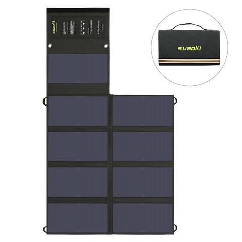 Suaoki-cargador de Panel Solar de 60W con doble salida para coche, cargador plegable para teléfonos inteligentes, portátiles, batería de coche, DC 18V/3A/USB 5V/2A ► Foto 1/6