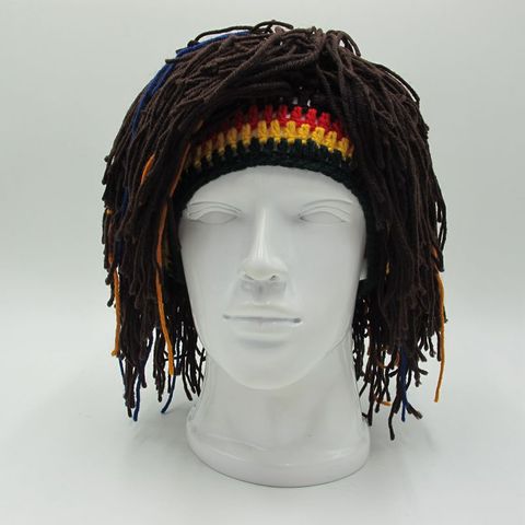 Nueva Peluca de Rasta Beanie hombres gorras de ganchillo hecho a mano invierno cálido sombrero de Halloween, regalos de cumpleaños, de navidad sombrero fiesta pasamontañas ► Foto 1/6