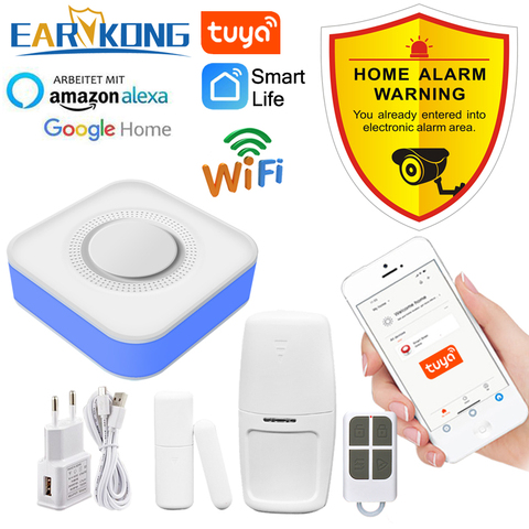 Tuya WiFi inteligente sistema de alarma de seguridad para el hogar 433MHz estroboscópico inalámbrico sirena de alarma Compatible con Alexa Google Tuya APP ► Foto 1/6