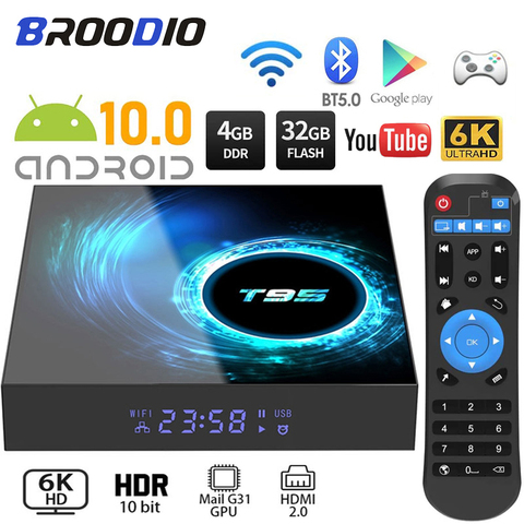 2022 T95 Dispositivo de TV inteligente Android 10,0 4G 64GB 128GB 6K Youtube reproductor multimedia 2,4g Wifi TVBOX Set Android-Top 2GB 16GB Set top Box ► Foto 1/6