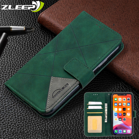 Funda de cuero con tapa para teléfono móvil iPhone, carcasa de lujo con tapa para iPhone 12 11 Mini Pro X XS Max XR 7 8 6 6s Plus SE 2022 ► Foto 1/6