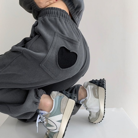 HOUZHOU-pantalones de chándal para mujer, pantalón de chándal gris, a la moda, de algodón, estilo coreano, 2022 ► Foto 1/6