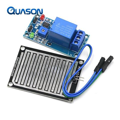 Módulo sensor de agua de lluvia + Módulo de Control de relé 5V DC 12, Sensor de lluvia, módulo de detección de gotas de agua para Arduino robot kit ► Foto 1/5