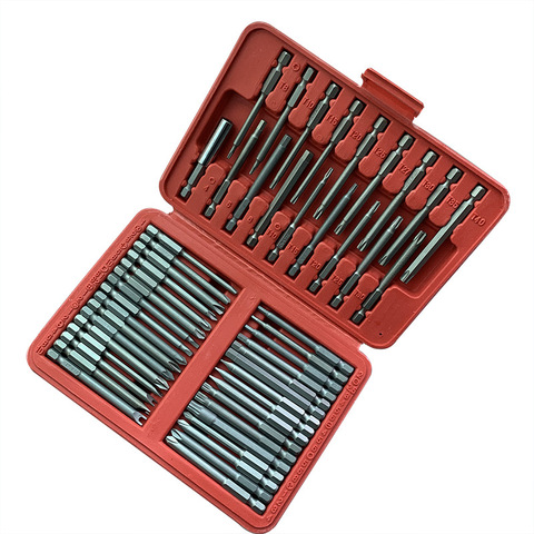 Kit de brocas Extra largas Torx Star, destornillador ranurado hexagonal, herramienta de reparación de apertura manual, tipo de mano, destornillador para el hogar, 75mm de longitud, 50 Uds. ► Foto 1/5