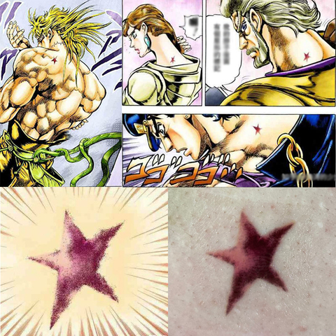 JoJo Bizarre Adventure Joestar, pegatinas de tatuaje genéticas de marca de nacimiento, accesorio de Cosplay de DIO Kujo Jotaro, 6 unidades ► Foto 1/5