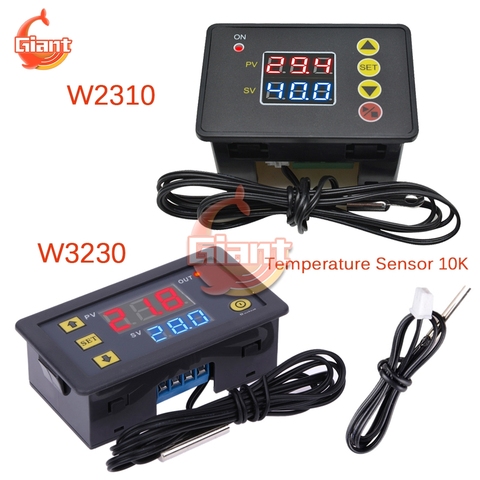 DC 12V 24V AC 110V 220V W3230 W2310 controlador de temperatura termostato Digital LED esposición Sensor NTC Interruptor de Control de temperatura ► Foto 1/6