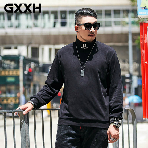 GXXH 2022 nuevo Oversize T camisa los hombres Casual sudaderas primavera y otoño hombre Camiseta de cuello de tortuga de talla grande 5XL 6XL 7XL ropa de marca ► Foto 1/6