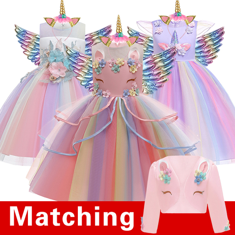 Vestido con tutú de unicornio para niñas, traje de fiesta de cumpleaños para niñas, Pastel, arcoíris, unicornio para Halloween ► Foto 1/6