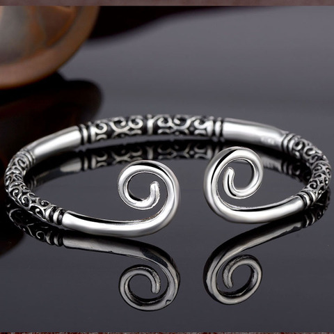 Pulsera con aros dorados para adolescentes, accesorios de estilo tradicional chino, brazalete Vikingo, brazalete ► Foto 1/6