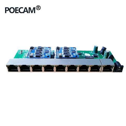 9 puertos Escritorio de montaje en pared interruptor de POE módulo PCB Total de suministro de energía 96w IEEE802.3af/USB Hub 960P/1080P HD cámara ip NVR Mini PC ► Foto 1/6