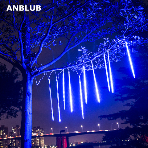 ANBLUB-Decoración de exterior en navidad, tubos decorativos impermeables con luces LED para el árbol navideño, con enchufe europeo o estadounidense, 30cm 50 cm, contiene 8 unidades ► Foto 1/6