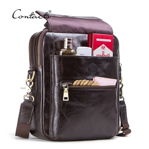 CONTACT'S nueva de cuero genuino mensajero bolsa los hombres casual hombro bolsas hombre bolso de lujo marca crossbody bolsas para 9,7 