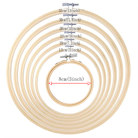 Juego de 7 piezas de aro bordado, aro de bambú con círculos cruzados, de 3 a 13 pulgadas, para bordado y punto de cruz ► Foto 1/5